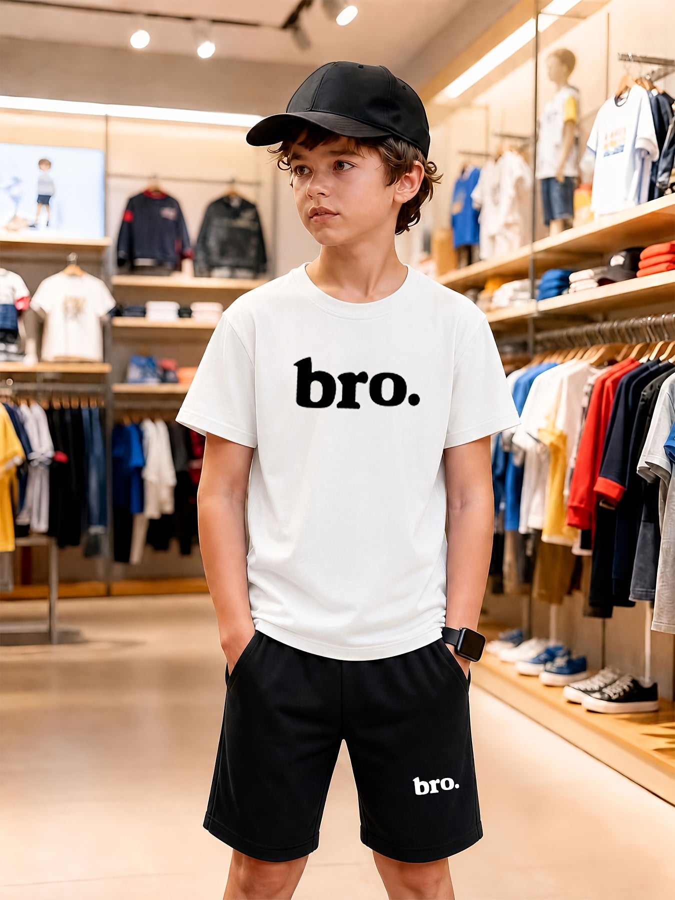 Boys' Casual Cotton T-Shirt and Shorts Set for Spring/Summer