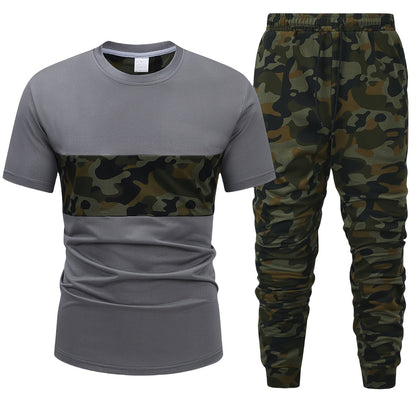 Men'S Camouflage Short Sleeve T-Shirt & Pants Set - Breathable, Quick-Dry Knit Fabric, Casual Style, Regular Fit, Ideal for Outdoor Activities, Hiking, and Fishing, Outdoor Clothing | Casual Style | Comfortable Fit