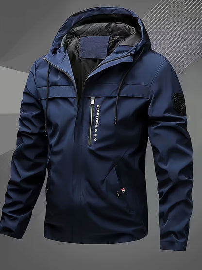 Men's Hooded Windproof Jacket for Spring and Fall Outdoor Sports