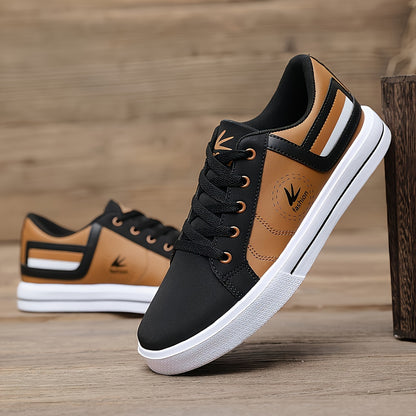 Athletic Chic   Men's Fashion Sneakers YY-9003, Casual Sports Low Top Lace-Up Shoes with Striped Microfiber Synthetic Upper, Fabric Inner  EVA Sole for Outdoor Running