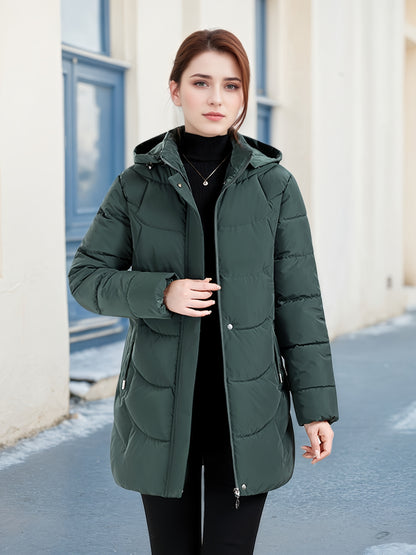 Women's Elegant Winter Jacket - Shearling-Like Bead-Like Button Closure Coat, Puffer-Free, Hand Washable Long Sleeve Outerwear for Cold Weather (Casual & Formal) - Black Jacket Without Belt/Hardware (Ready-to-Wear), Winter Ja