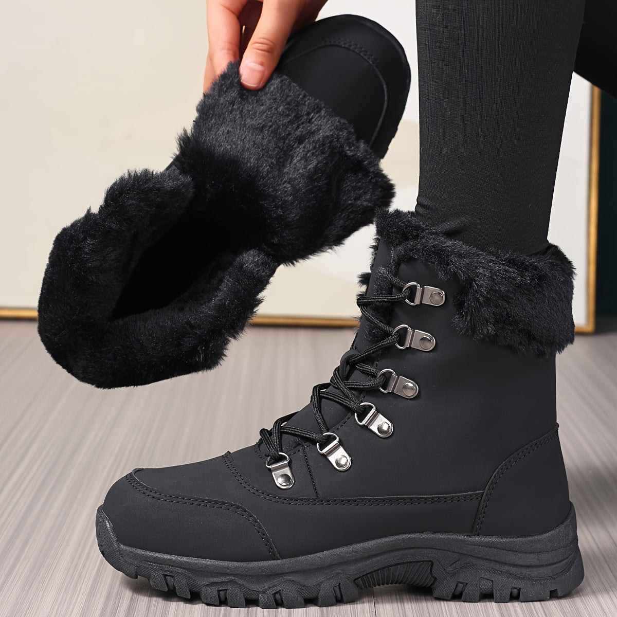 Women's & Men's Heavy-Duty Winter Snow Boots - Thickened Round-Toe Traction Tires, Faux Upper & TPR Sole, Unisex High-Ankle Trekking Boots for Skiing, Ice, Hiking, Snowshoeing - Cold Weather Outdoor Footwear