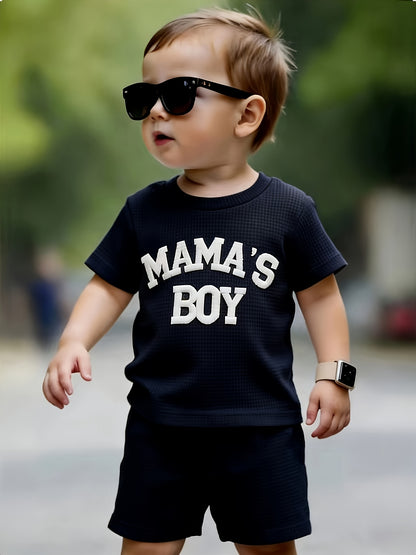 Boys' Casual Summer 2-Piece Pullover Set with Alphabet Print