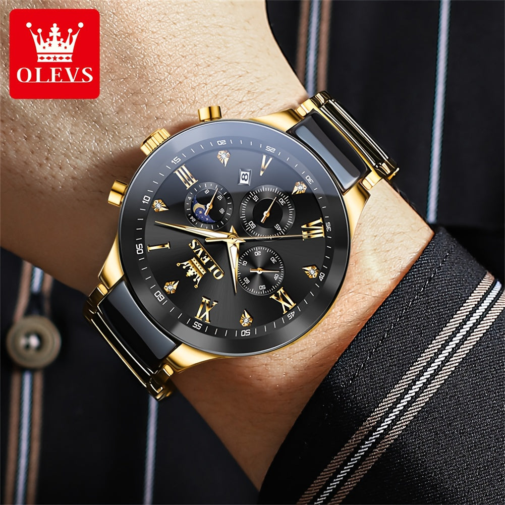 OLEVS Men's Stainless Steel Business Watch with Chronograph