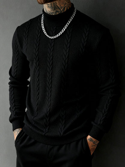 Men'S Spring And Autumn High-Neck Solid Color Easy Ribbed Fabric Top, Made from Comfortable And Skin-Friendly Material, Perfect for Casual Outings And Daily Wear During The Fall And Winter Seasons