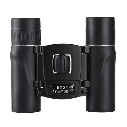 Powerful 8x21 Long Range Binoculars with HD Zoom, Portable Folding Design for Outdoor Tourism & Camping - Black, High-Definition Optics, Ergonomic Grip, Compact & Lightweight for Hiking, Bird Watching, Nature Observation, Bin