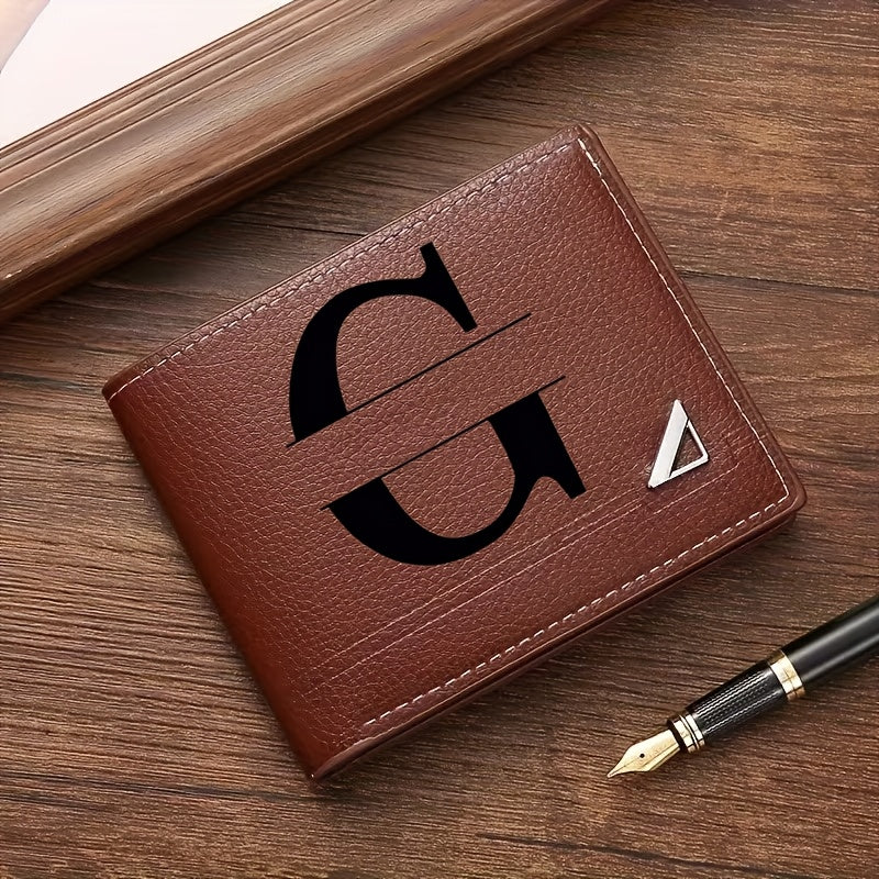 Custom Letter Solid Color Men's Wallet, Black Stylish Foldable Card Holder, Casual Men's Coin Purse, Suitable as a Birthday Gift for Husband, Holiday Anniversary Gift