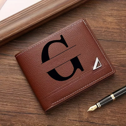 Custom Letter Solid Color Men's Wallet, Black Stylish Foldable Card Holder, Casual Men's Coin Purse, Suitable as a Birthday Gift for Husband, Holiday Anniversary Gift