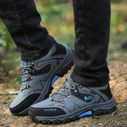 Men's Fashion Mesh Breathable Color Block Anti-skid Lace Up Hiking Shoes