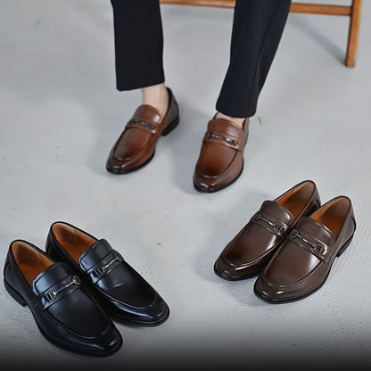 Men's Classic Metal Buckle Slip-On Loafers for All Seasons