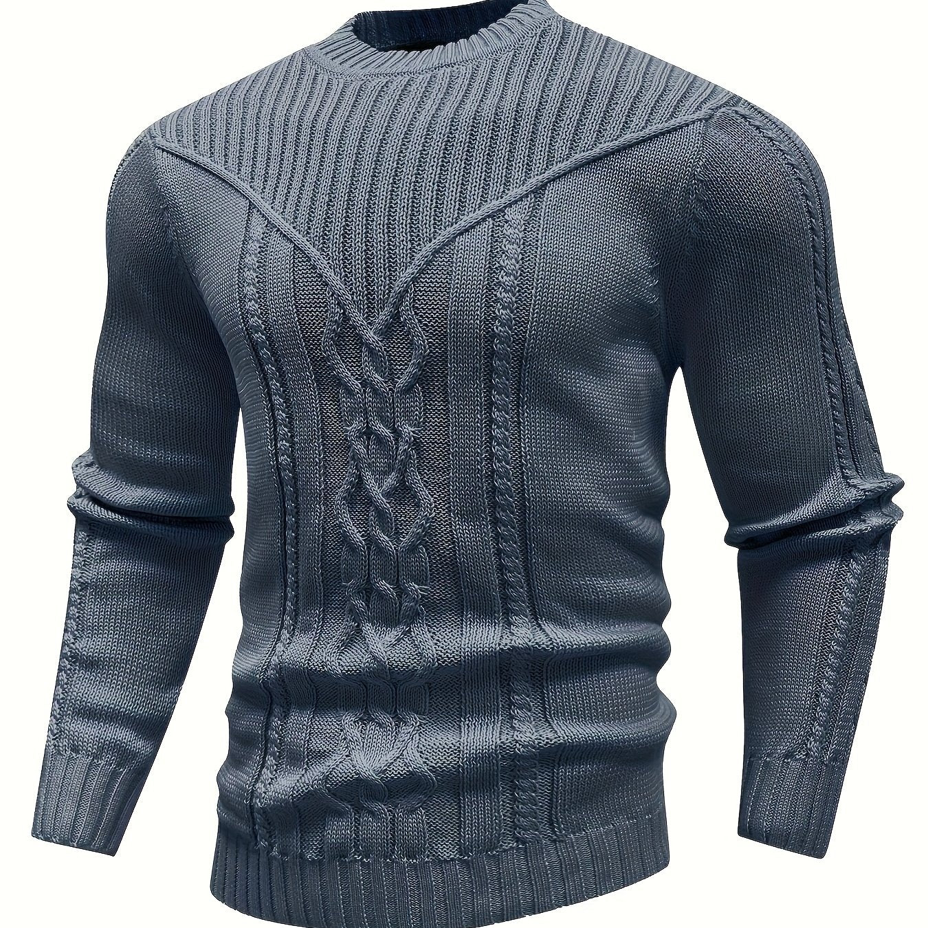 Fashion Knit Round Neck Sweater Pullover - Soft, Breathable, Medium Stretch, Long Sleeve, Casual Top for City Walks, Streets, Outings, Outdoor Activities - Perfect for Autumn and Winter