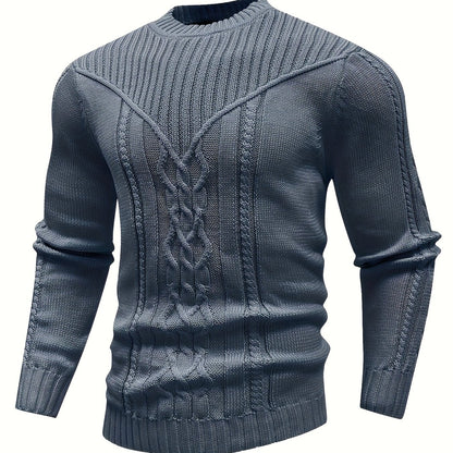 Fashion Knit Round Neck Sweater Pullover - Soft, Breathable, Medium Stretch, Long Sleeve, Casual Top for City Walks, Streets, Outings, Outdoor Activities - Perfect for Autumn and Winter