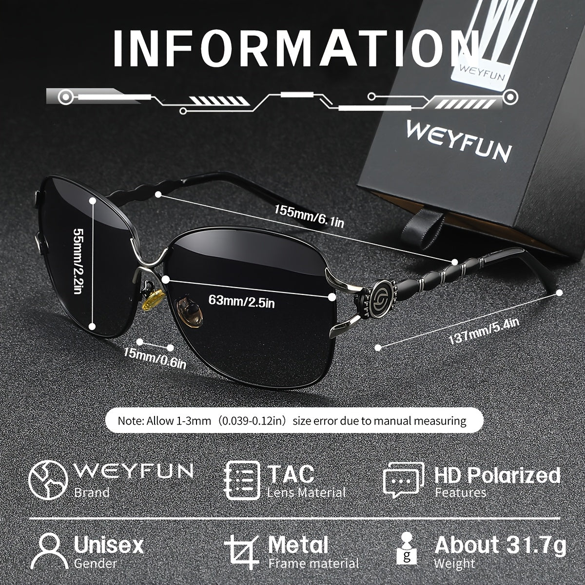 Elegant Women's Oval Sunglasses with UV400 Polarized TAC Lenses