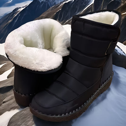 New Winter Plus-Size Women'S Boots with Thickened Fleece, High-Tube Round-Toe Flat Snow Boots, Stylish And Warm for Women.
