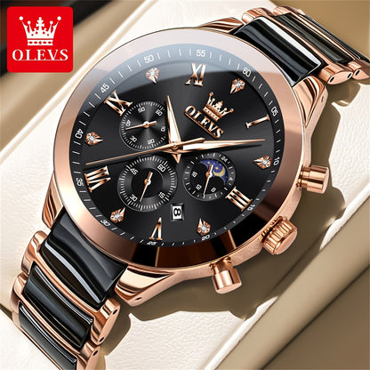 OLEVS Men's Stainless Steel Business Watch with Chronograph