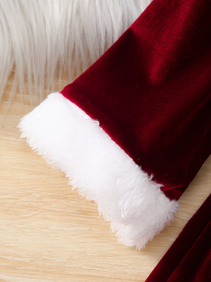 2pcs 's Winter Dress & Hat - Cozy Furry Letter "" Outfit (for /), Warm Long Sleeve Dress suitable for Christmas, Photoshoots - Machine Washable Clothing