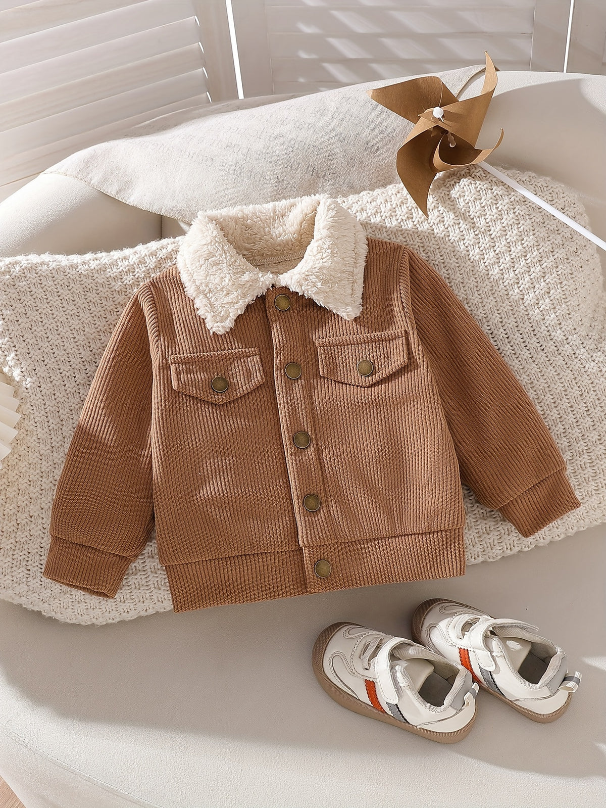 Boys' Fall/Winter Lapel Jacket with Faux Pocket Design - ayq