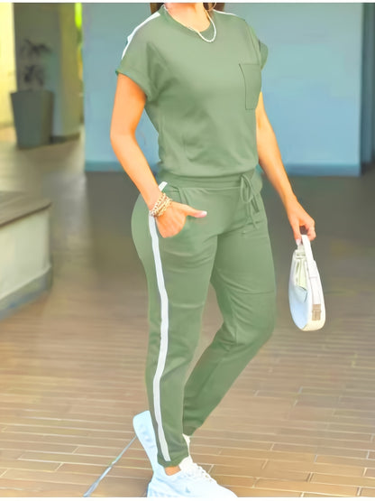 Women'S Casual Solid Color Patchwork Outfit for Spring And Summer