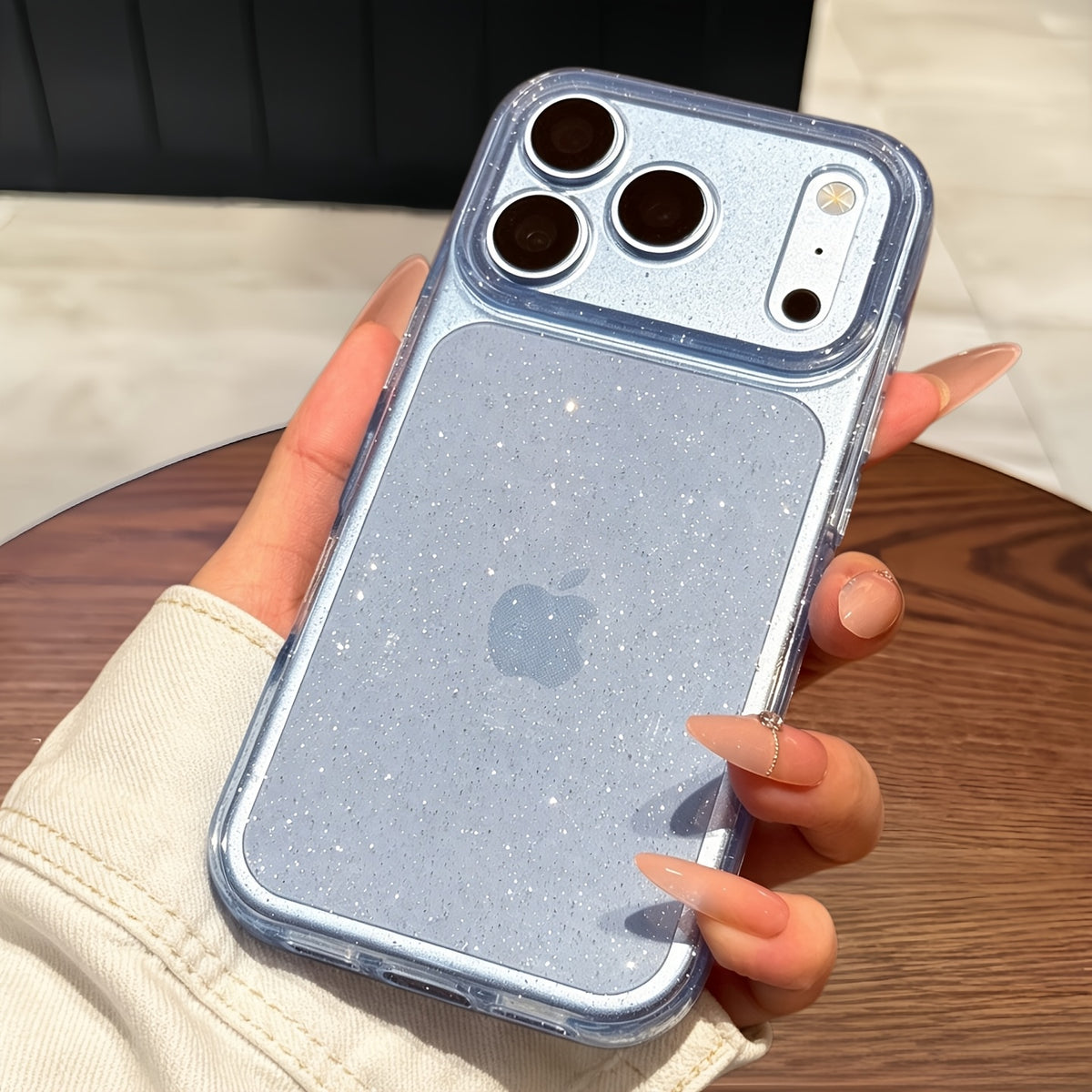 Luxury Clear Glitter Silicone Phone Case with Full Lens Protection for