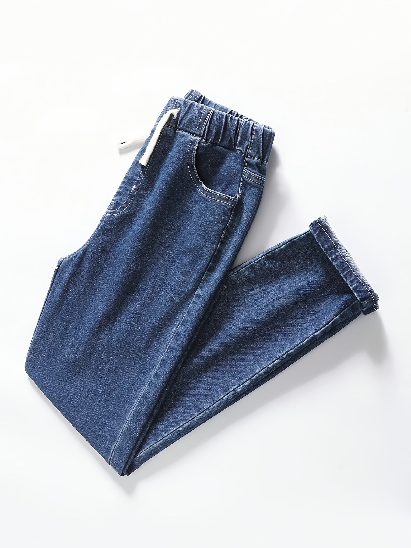 Boys' Slim Fit Denim Jeans with Adjustable Drawstring Waist