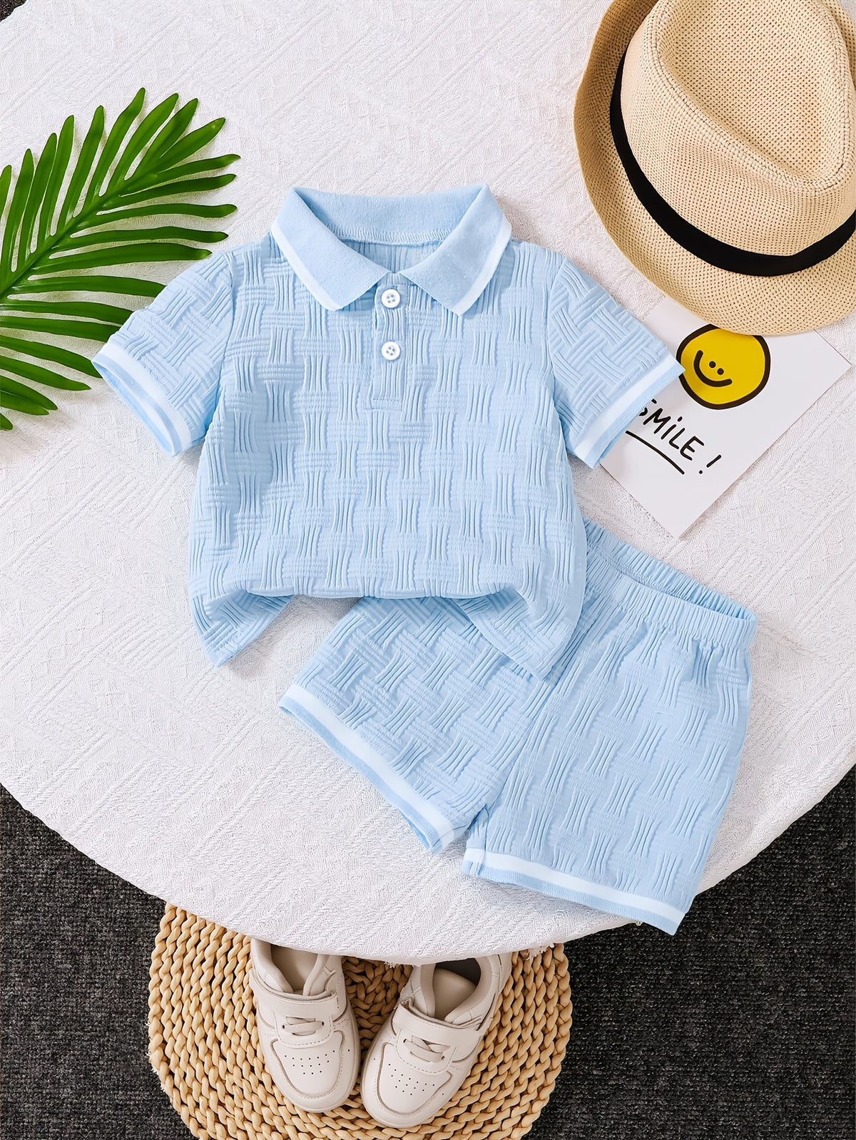 Boys' Summer Polo Shirt & Shorts Set - Preppy Casual Outfit - ayq