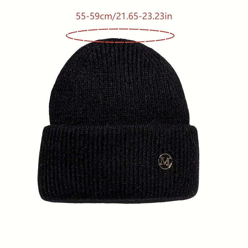 Women’s Warm Embroidered Acrylic Winter Hat, Thick Knit Cap