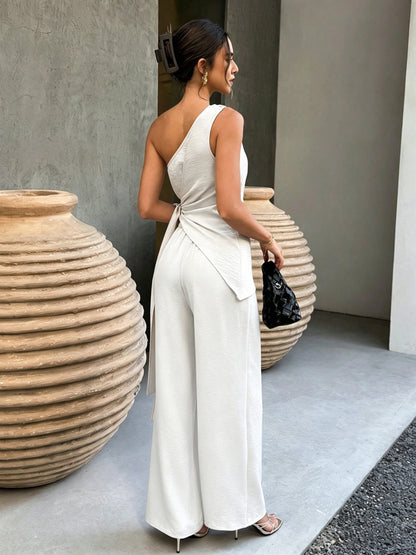 Elegant Women's One-Shoulder Top and Pants Set