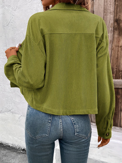 Women'S Elegant Pink Button-Up Jacket with Flap Pockets - Casual Fall Outerwear, Long Sleeve, Button Detail, Polyester Blend, Machine Washable, Casual Outerwear | Buttonup Jacket | Polyester Blend Jacket