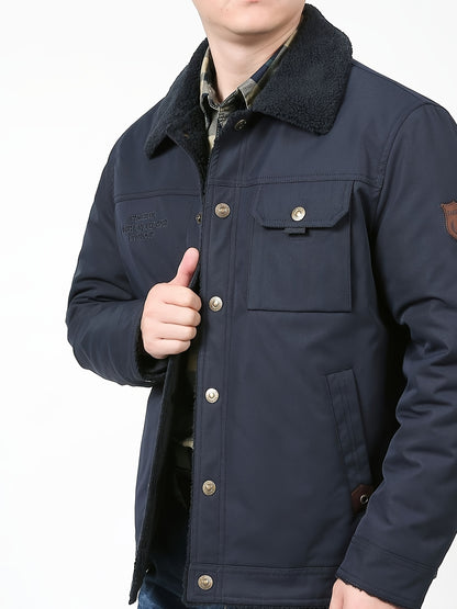 Men's High-End Fashion Casual Versatile Fleece-Lined Thickened Windproof Warm Hooded Winter Jacket