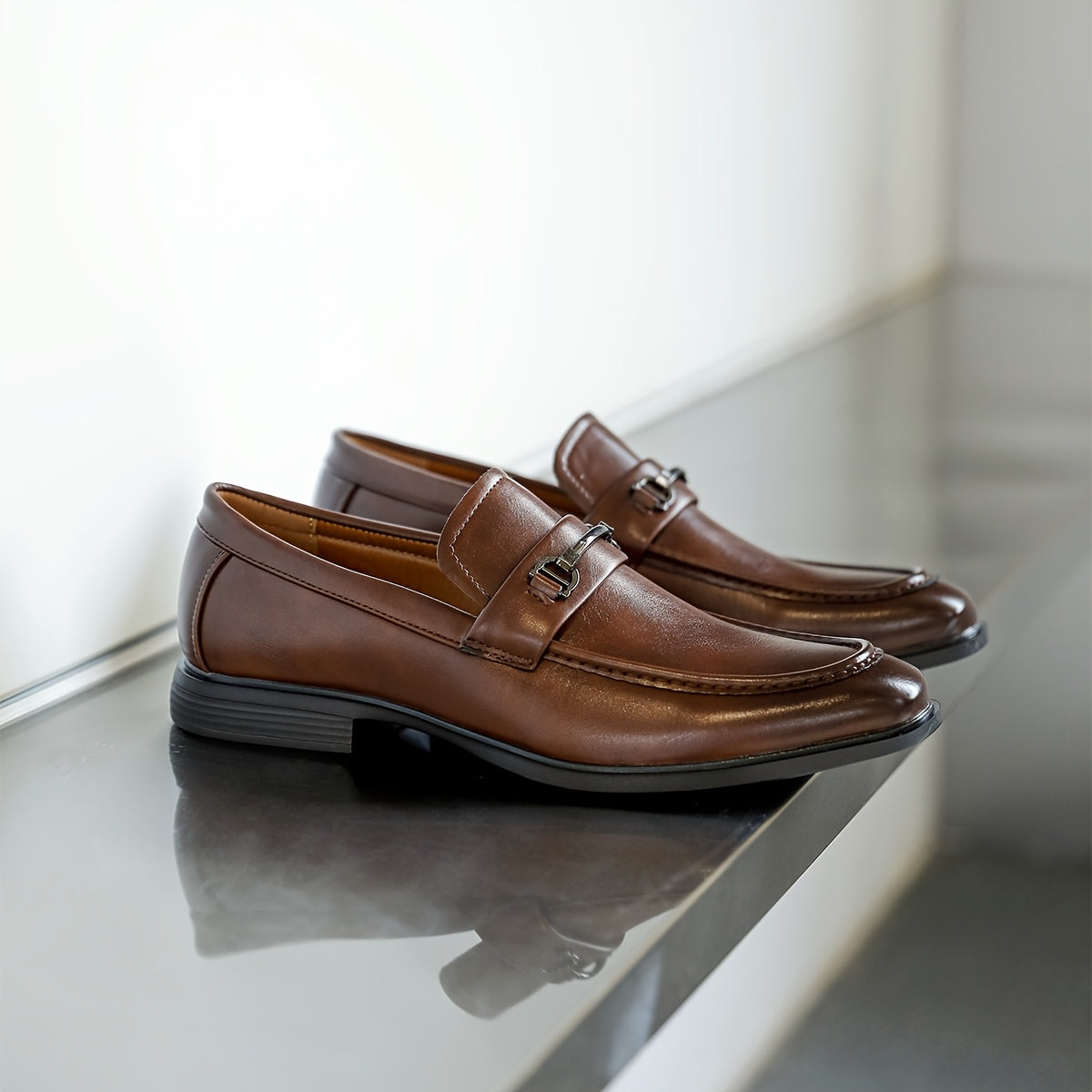 Men's Classic Metal Buckle Slip-On Loafers for All Seasons