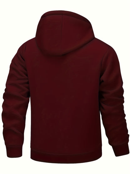 Men's Casual Warm Fleece Hooded Jacket with Zipper