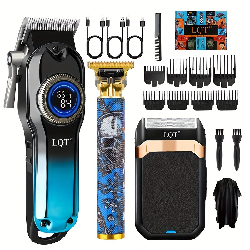 LQT 1pc/2pcs/3Ppcs Electric Hair Clipper Set/Designed for Men/Unique Graffiti Style/Men'S Grooming Kit/Beard Trimmer And Razor/Portable Home Hairdressing Tool/Men'S Gift/Father'S Day/Birthday Gift/Christmas Gift - ayq