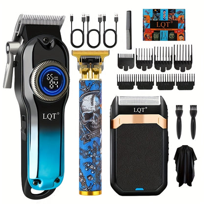LQT 1pc/2pcs/3Ppcs Electric Hair Clipper Set/Designed for Men/Unique Graffiti Style/Men'S Grooming Kit/Beard Trimmer And Razor/Portable Home Hairdressing Tool/Men'S Gift/Father'S Day/Birthday Gift/Christmas Gift - ayq