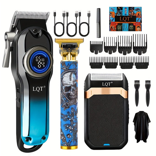 LQT 1pc/2pcs/3Ppcs Electric Hair Clipper Set/Designed for Men/Unique Graffiti Style/Men'S Grooming Kit/Beard Trimmer And Razor/Portable Home Hairdressing Tool/Men'S Gift/Father'S Day/Birthday Gift/Christmas Gift