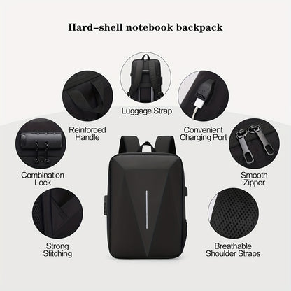 Durable Build, Business Style Laptop Backpack with Anti-Theft Design, Adjustable Shoulder Straps, Multiple Compartments, Zipper Closure  PVC Lining - Black, Secure Laptop Storage   Sleek Backpack Design   Sturdy Zipper Closu