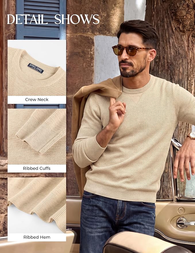 Men's Casual Crewneck Pullover Knit Sweater