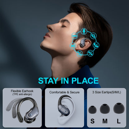 LIFEBEE New Wireless Earbuds for Running Sports, Wireless Earphones with Earhooks Pure Bass Sound, Over Ear Headphones with Dual-LED Display, Earphones Noise Cancelling Headset Built-in Microphone