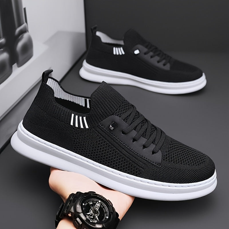 Men'S Breathable Knit Mesh Running Shoes - Anti-Odor Casual Sneakers with Soft EVA Sole, Round Toe Design  Low-Top Lace-Up for Jogging, Hiking, Outdoor  Daily Wear - Khaki/Black/Gray, Jogging Shoes