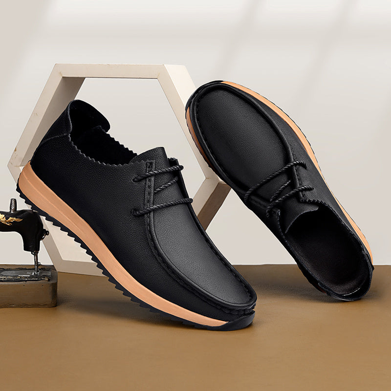 Men's Low-Top Oxford Shoes with Hidden Height Increase, Anti-Slip Sole