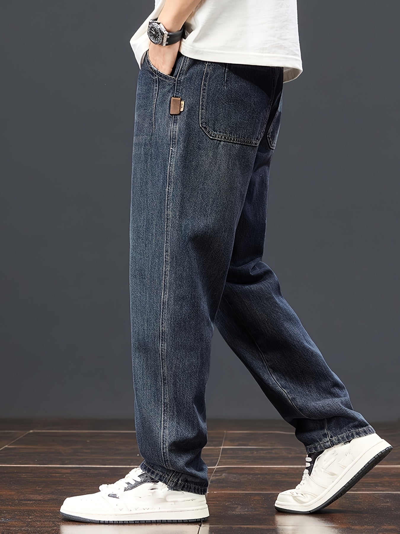 Teen Boys Loose Fit Vintage Wide-Leg Washed Jeans