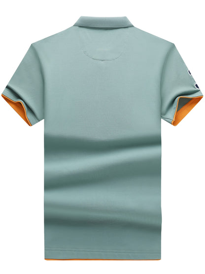 Men'S Short-Sleeve Polo Shirt with 95% And Embroidered Design - ayq