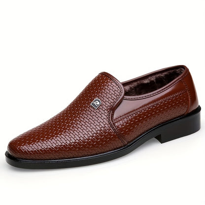 Men's Winter Plush-Lined Business Casual Slip-On Shoes