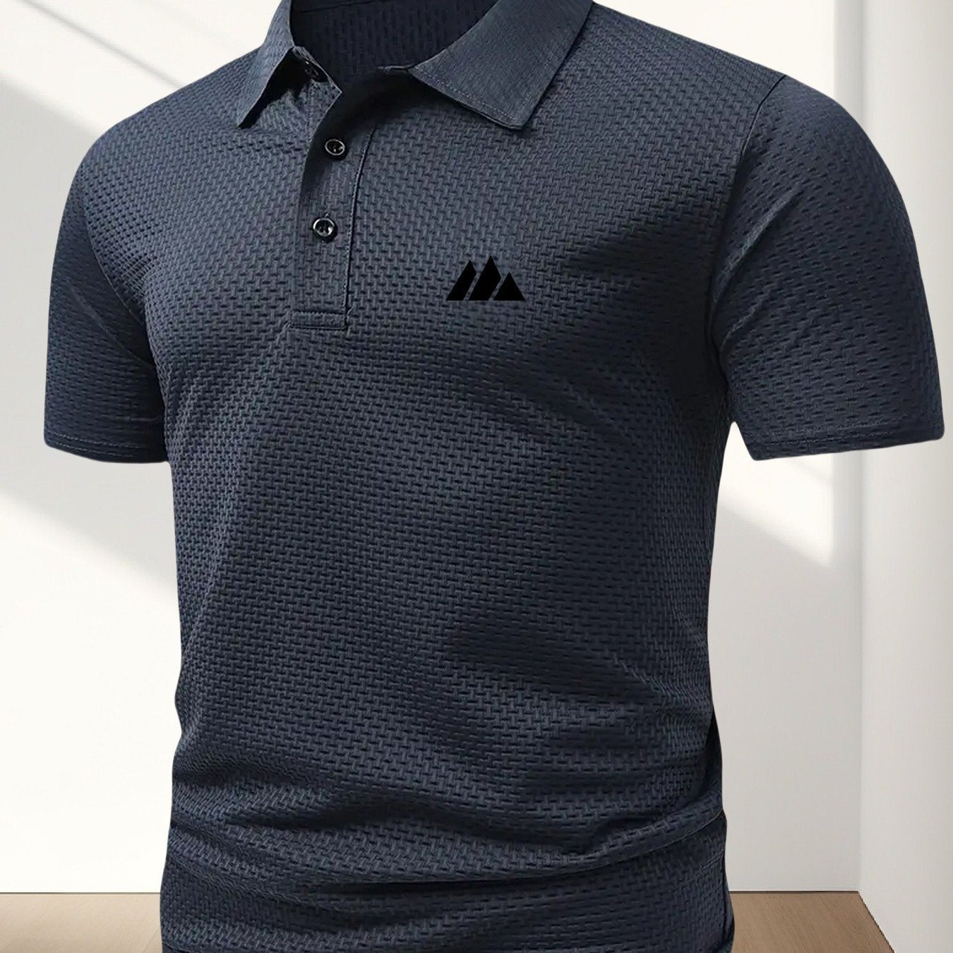 FS1128 Style Men'S Jacquard Polo Shirt with Unique Print Patterns, Casual Short Sleeves, Summer Fashion, Breathable Embossed Top, a Perfect Gift - ayq