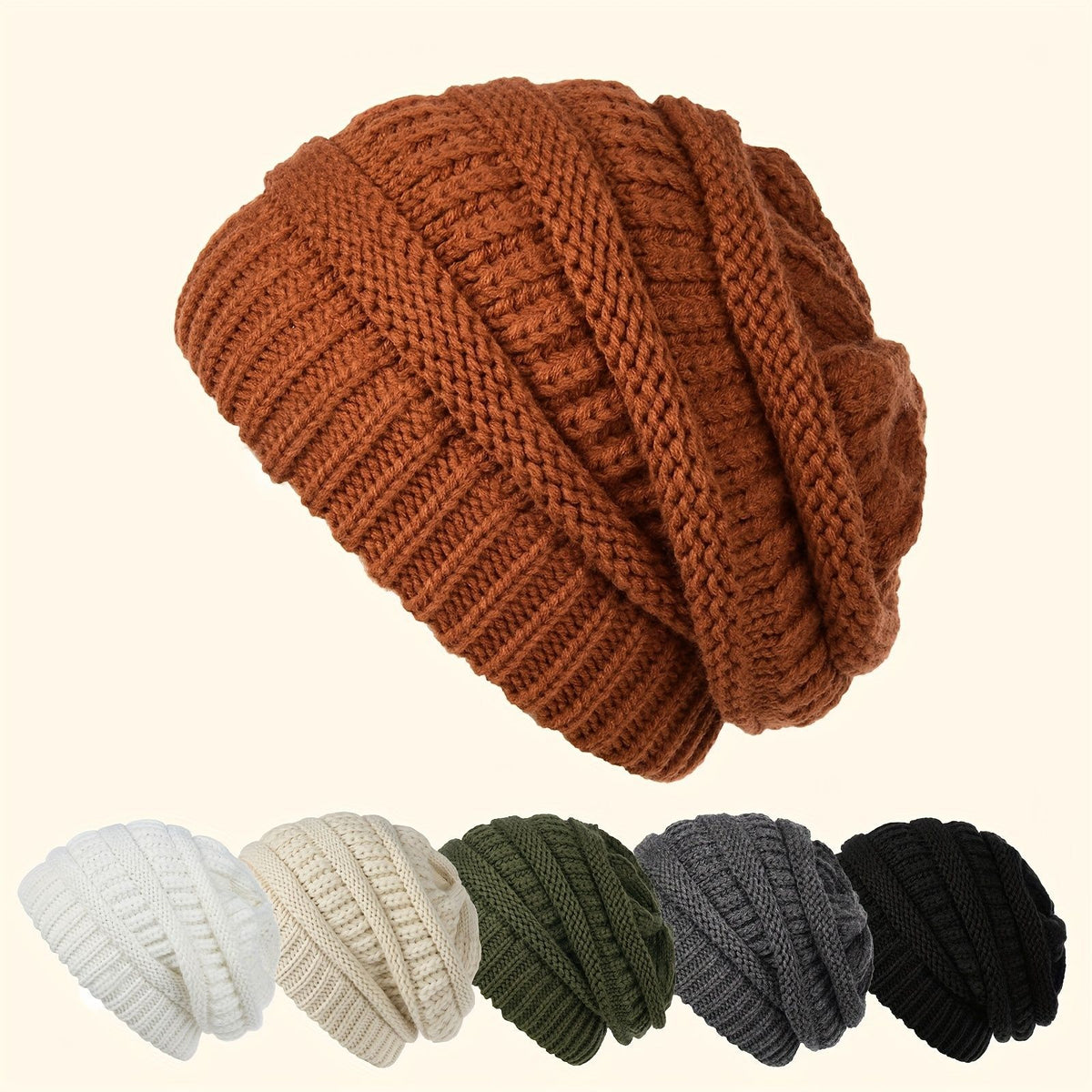 Unisex Chunky Polyester Beanie for Fall and Winter