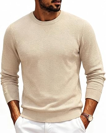 Men's Casual Crewneck Pullover Knit Sweater
