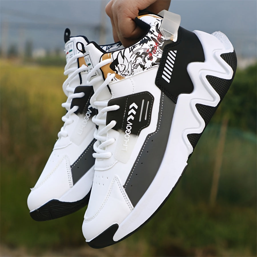 Men'S Stylish High-Top Sneakers with "WOD" Logo - Comfortable, Non-Slip Lace-Up Athletic Shoes for Outdoor Activities, All-Season Wear, Casual Sports Style, Rubber Sole, Fabric Upper, Casual Athletic Shoes   Stylish High Top