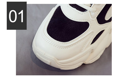 Women's Plush Fleece-Lined High-Top Sneakers - Thick-Soled Winter Warm Lace-Up Shoes with PU Upper & Cushioned PVC Sole, White/Black/Grey Chunky Dad Shoes (Cozy Round Toe) - Instagram Trendy Winter Footwear by I Trend