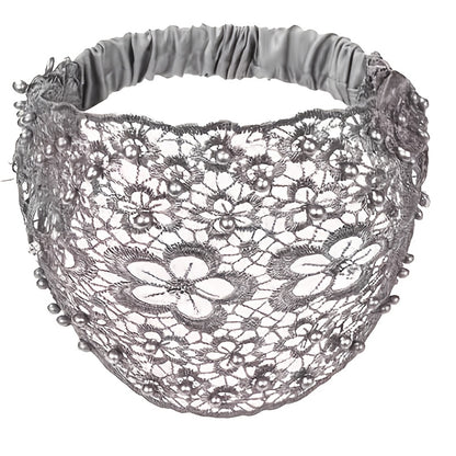 Boho Wide Lace Headband with Breathable Beaded Design