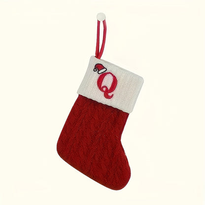 Knitted letter Christmas stockings, Christmas stockings, small Christmas English letter hanging stockings, Christmas stockings, double-sided fireplace hanging stockings, suitable for Christmas party decorations, New Year part