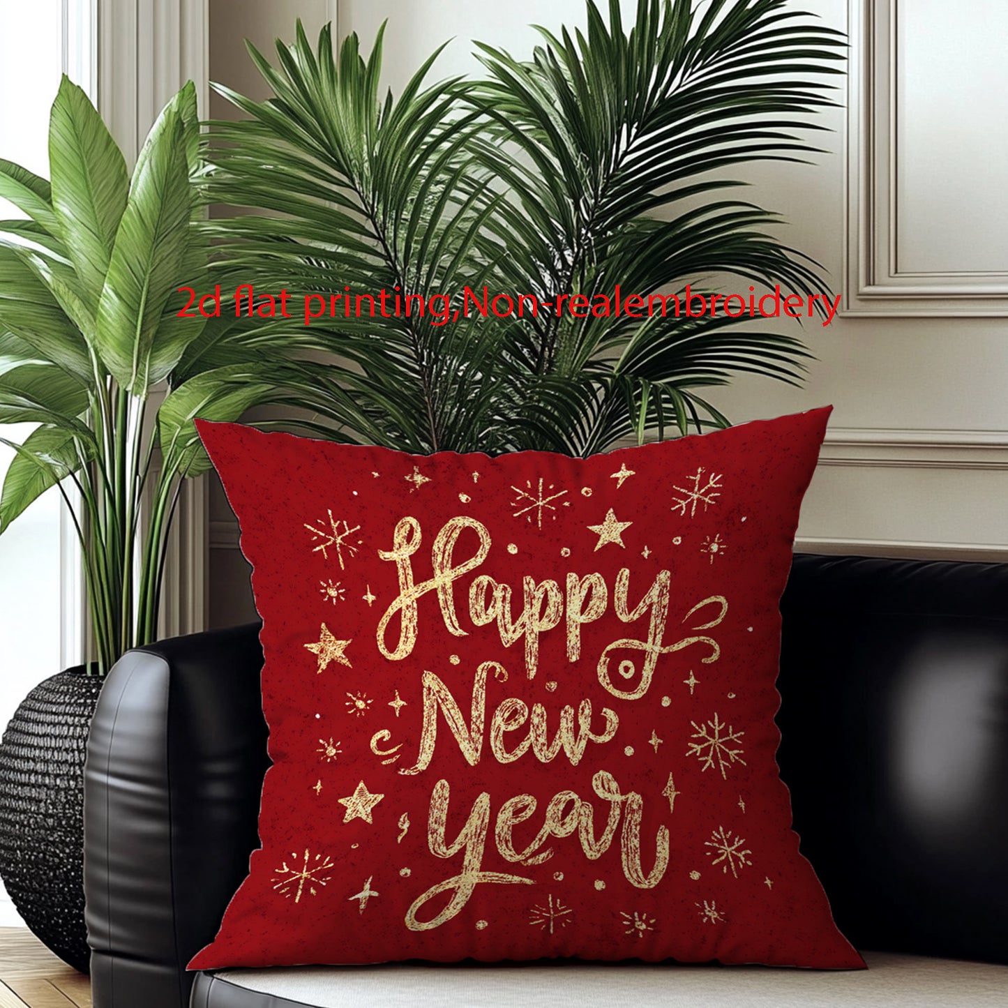 4pcs Festive New Year Throw Pillow Covers, 45.72x45.72 cm, Soft Polyester with Zipper Closure, Machine Washable, Contemporary Printed Designs - Ideal for Holiday Home Decor and Seasonal Gifts, Decorative Pillows | Cheerful Ho